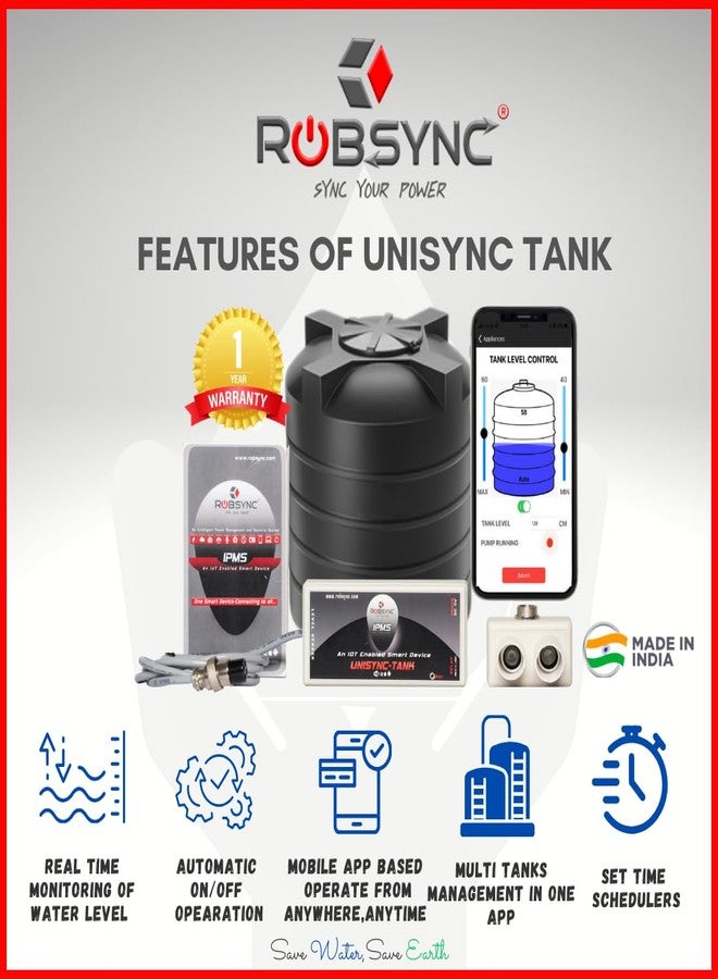 Robsync WIRED Automatic Water Tank Level Controller, (Wifi/Mobile App Based Operate from anywhere,anytime) For Upto 1.5 HP Motor/Single Phase - Image 3